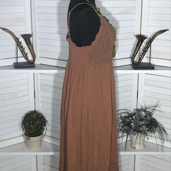 Vintage Y2K Crochet Midi Sundress Brown Size Medium - Picture 3 of 9